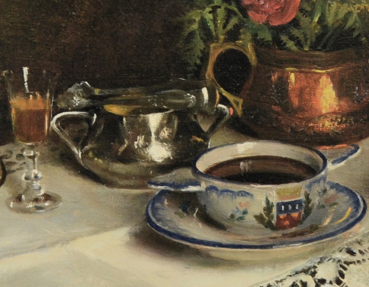 Louis Joseph CAPMAN « Nature morte au vase de roses » Huile sur toile XX ème-photo-4