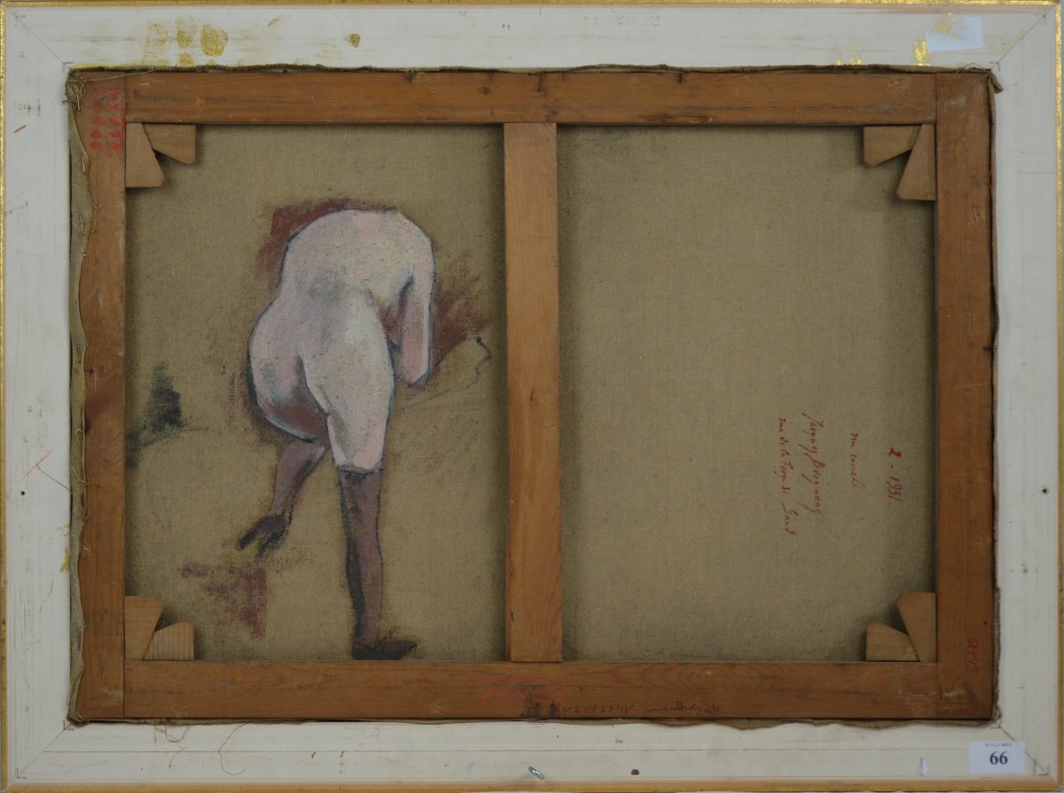 jacques bergmans « Nu couché à l’éventail » huile sur toile XX ème-photo-2