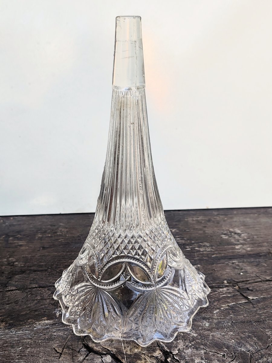 Porte-vase en bois (style Forêt-Noire, suisse) vase en verre de Bohême fin XIX Début XX ème-photo-3