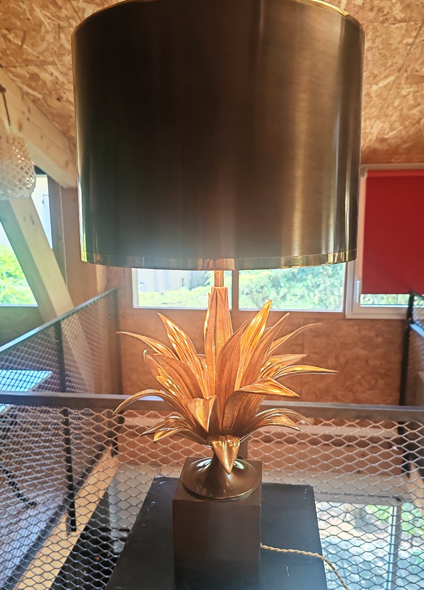 Maison Charles Lampe Modele Agave à gorge Bronze doré France 1970-photo-2