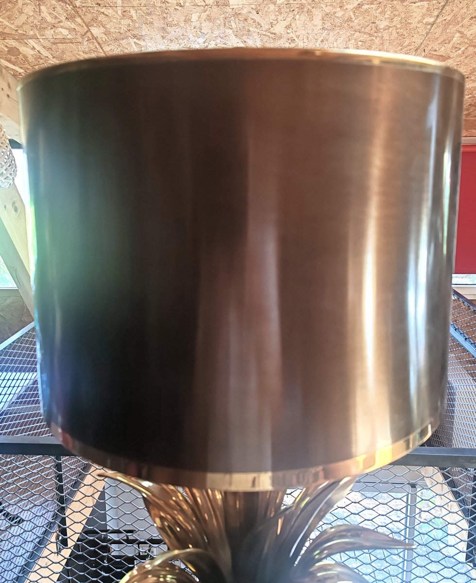 Maison Charles Lampe Modele Agave à gorge Bronze doré France 1970-photo-1