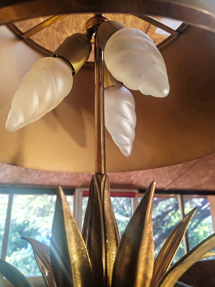 Maison Charles Lampe Modele Agave à gorge Bronze doré France 1970-photo-2