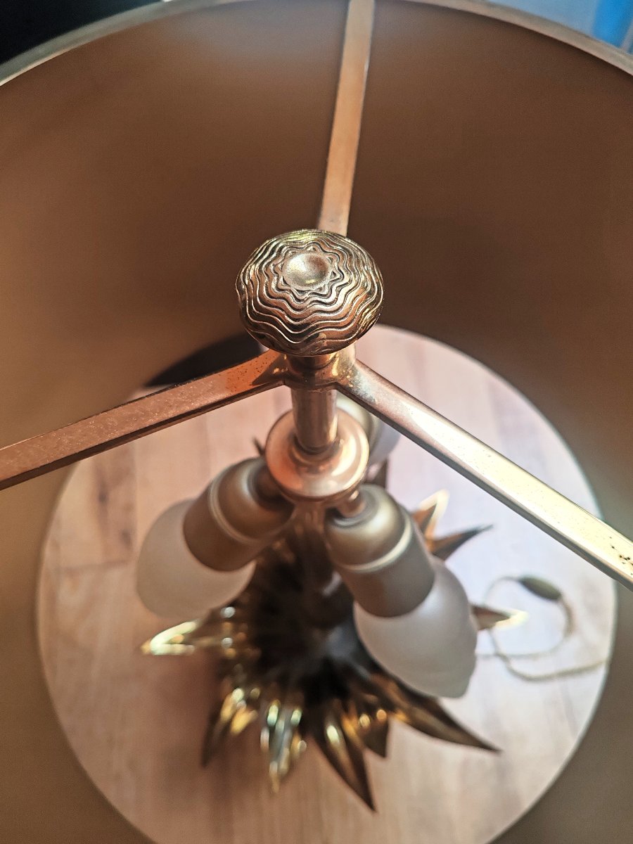 Maison Charles Lampe Modele Agave à gorge Bronze doré France 1970-photo-4