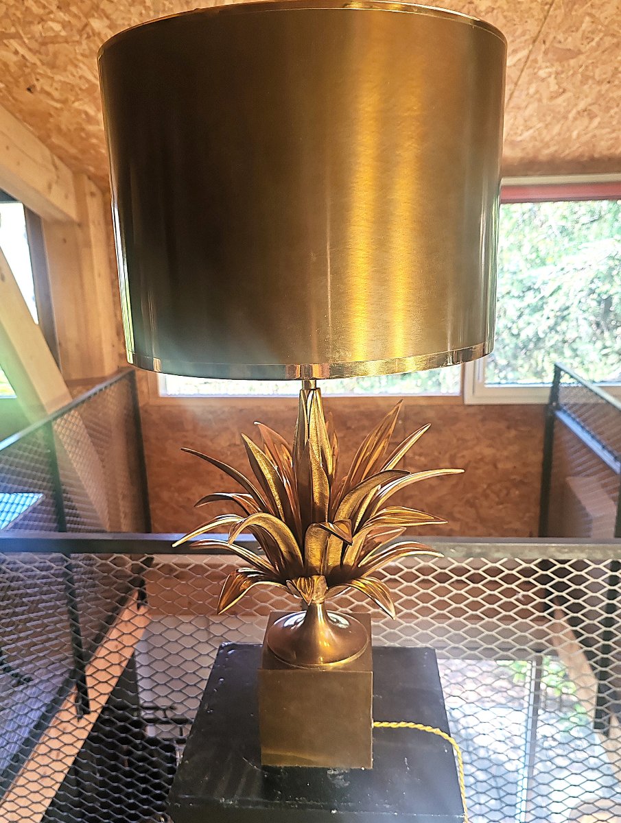 Maison Charles Lampe Modele Agave à gorge Bronze doré France 1970