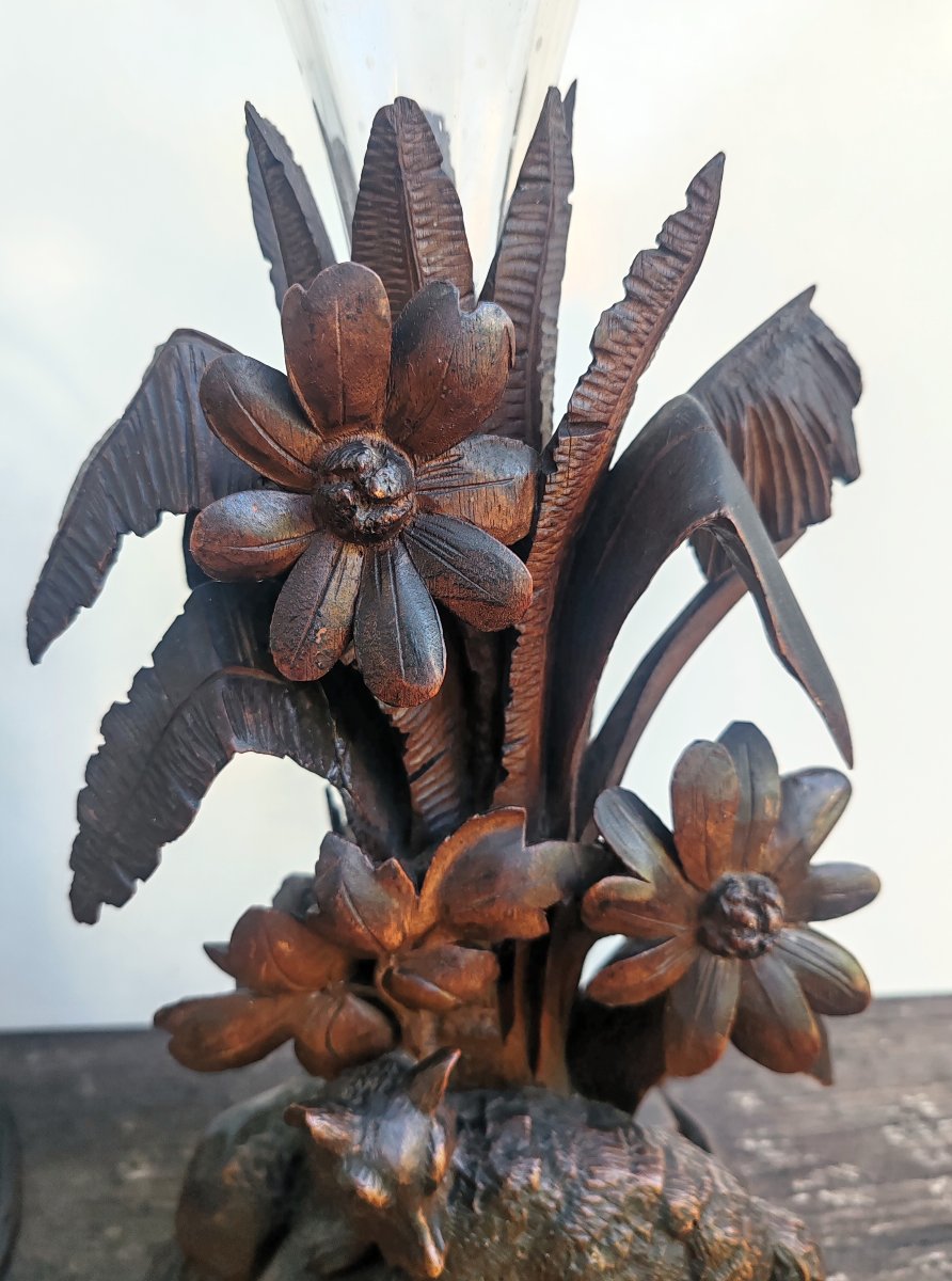 Paire de grands supports sculptés à la main (style Forêt-Noire suisse) Fin XIX Début XX ème-photo-4