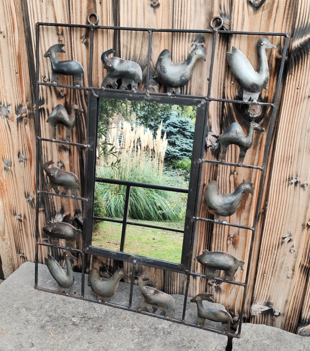 Wrought-iron Mirror From The Atelier De Marolles, 1950–1959-photo-2