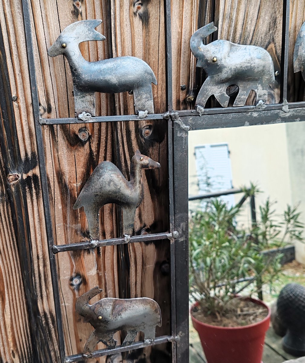 Wrought-iron Mirror From The Atelier De Marolles, 1950–1959-photo-3