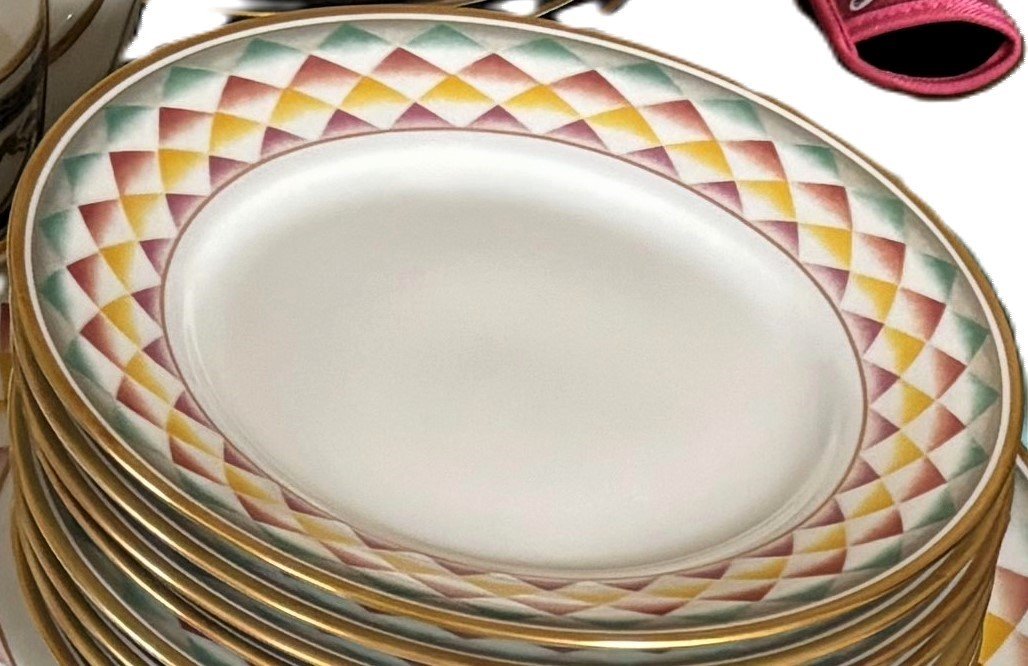 Richard Ginori 6 Coffee Cups And Saucers Designed By Gio Ponti, “arlecchino” (“arlequin”), 20th Century-photo-2
