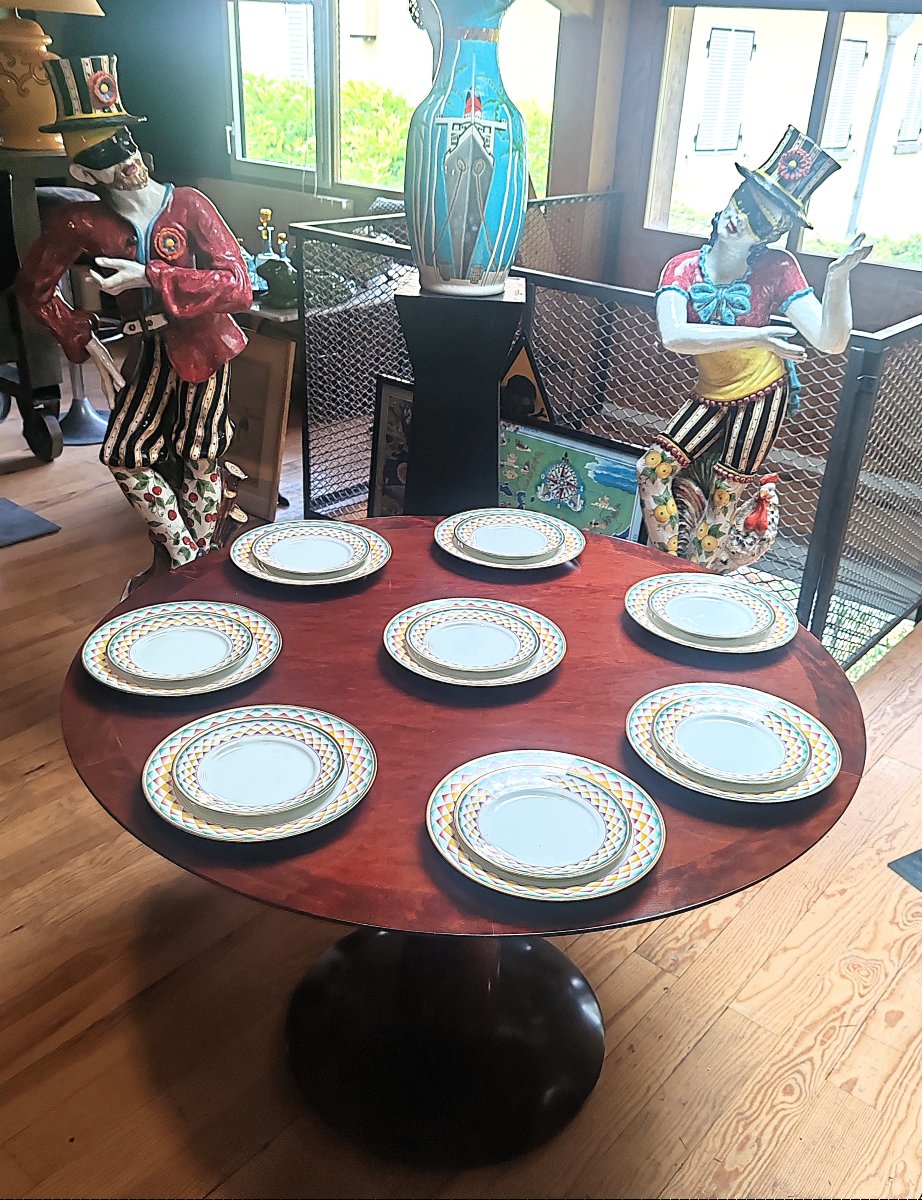 Richard Ginori Set Of 16 “arlecchino” Porcelain Plates Designed By Gio Ponti, 20th Century-photo-2