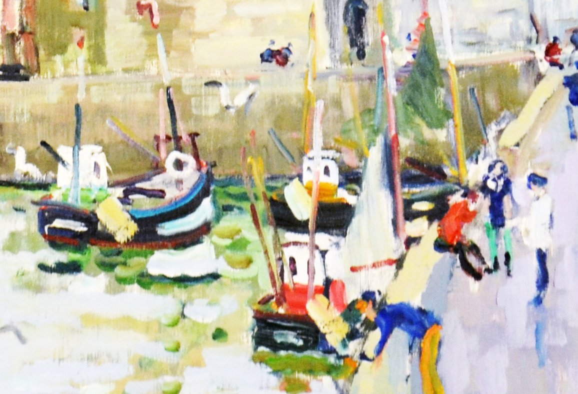 Jacques Bouyssou, “the Port Authority Of Honfleur,” Oil On Canvas, 20th Century-photo-4