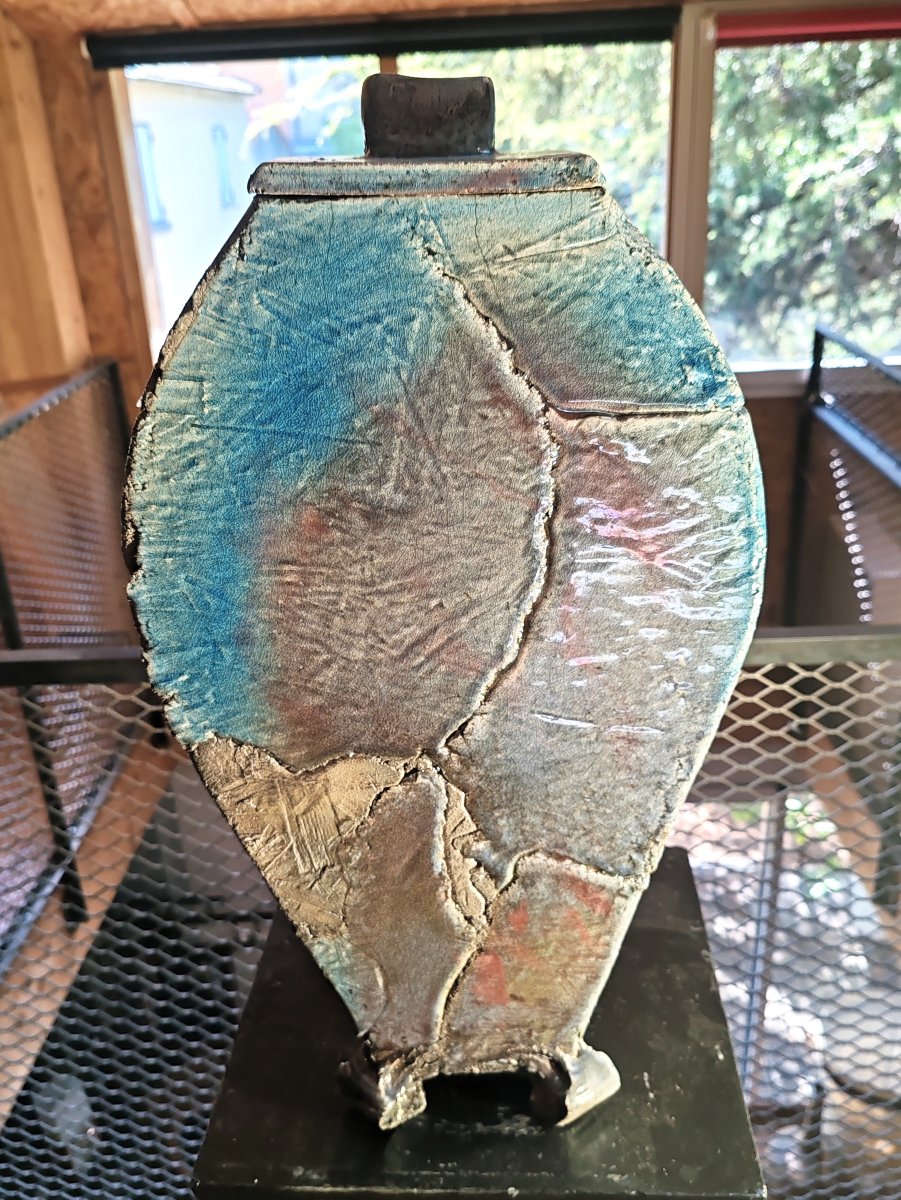 Large Glazed Stoneware Pot, Raku, 20th Century-photo-2