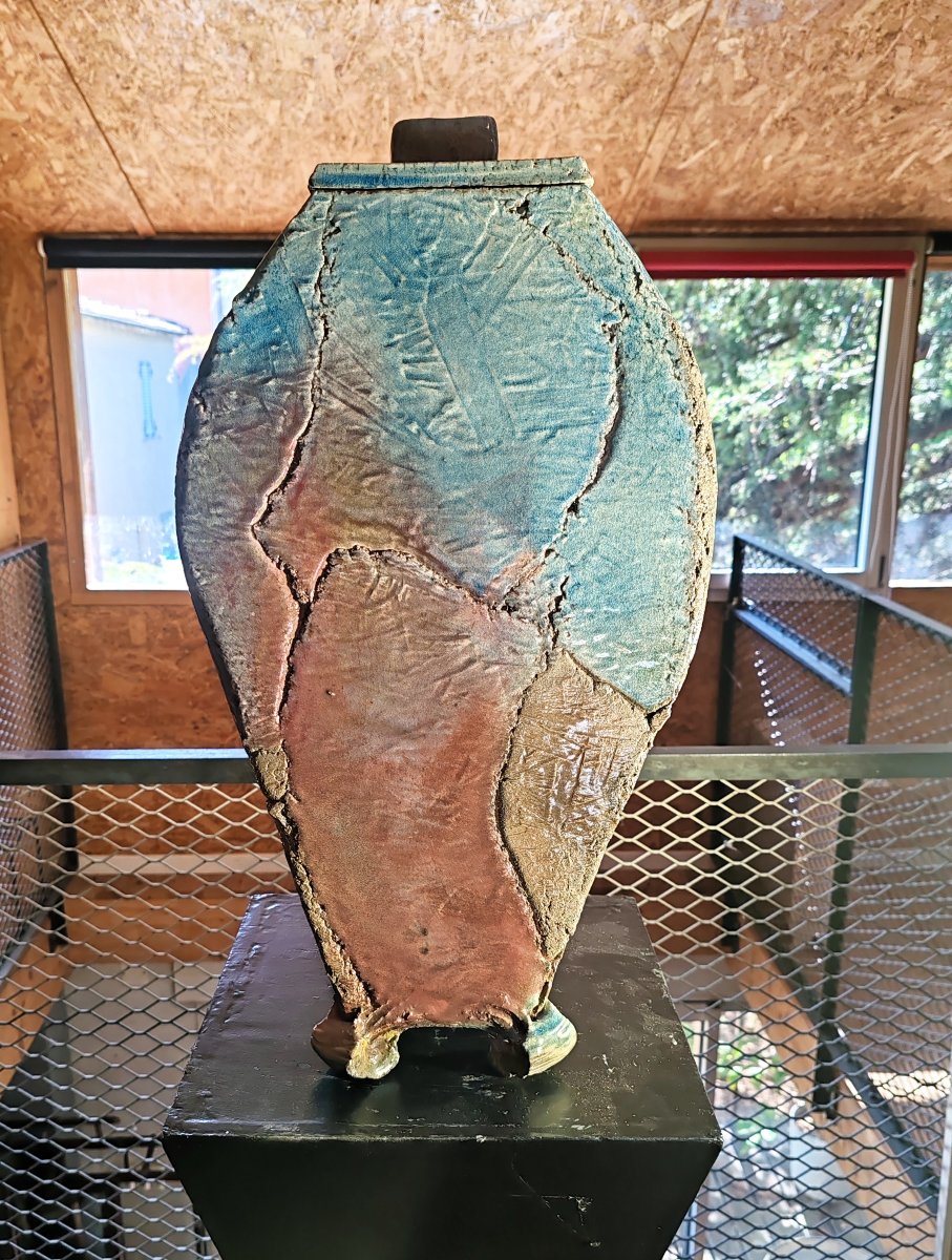 Large Glazed Stoneware Pot, Raku, 20th Century