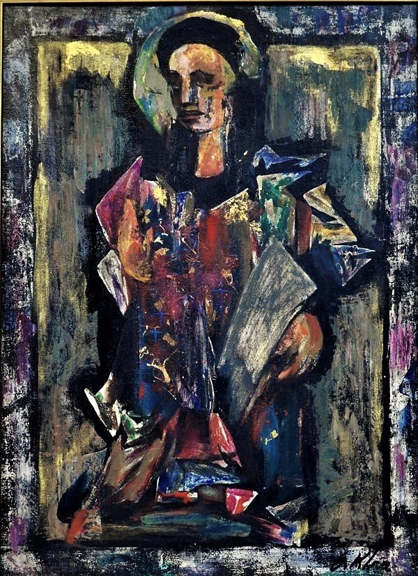 HUILE SUR PANNEAU par EUGÈNE KLEMENTIEFF (1901-1985) l’ Évangeliste-photo-2