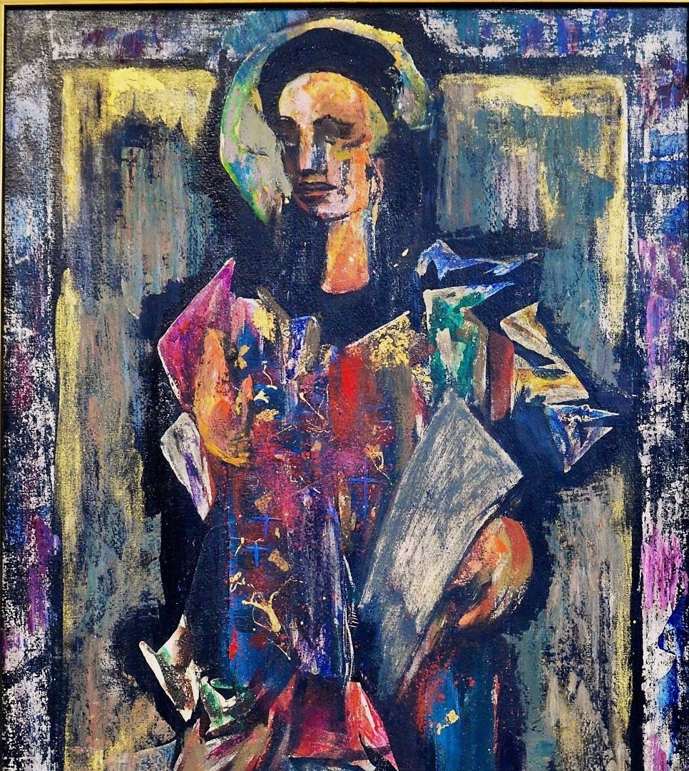 HUILE SUR PANNEAU par EUGÈNE KLEMENTIEFF (1901-1985) l’ Évangeliste-photo-3