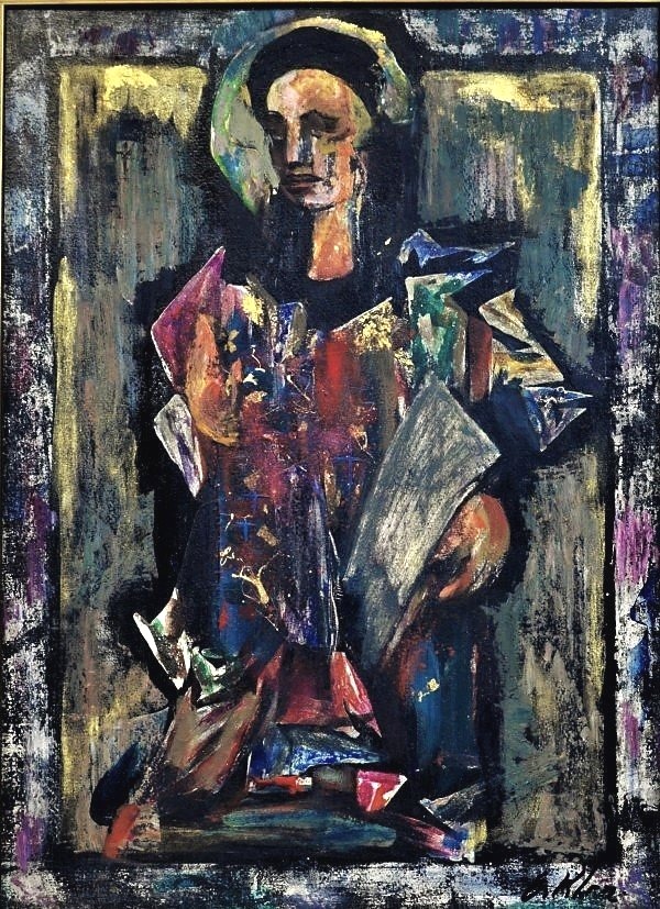 HUILE SUR PANNEAU par EUGÈNE KLEMENTIEFF (1901-1985) l’ Évangeliste-photo-2