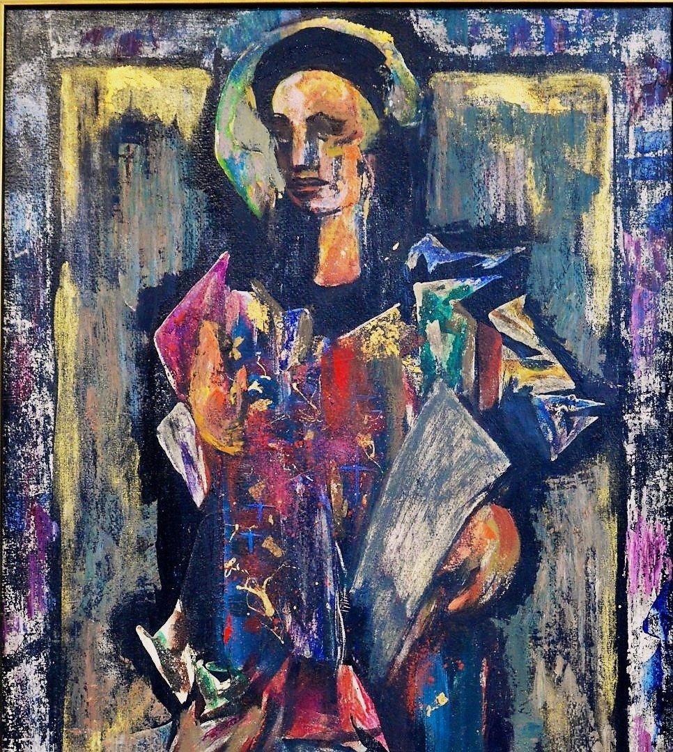 HUILE SUR PANNEAU par EUGÈNE KLEMENTIEFF (1901-1985) l’ Évangeliste-photo-3