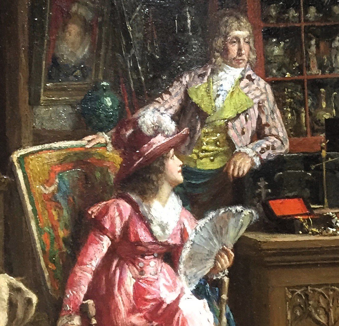 VAN DEN KERCKHOVE Jan 1822-1881 Chez l’antiquaire 1876 huile sur panneau-photo-3