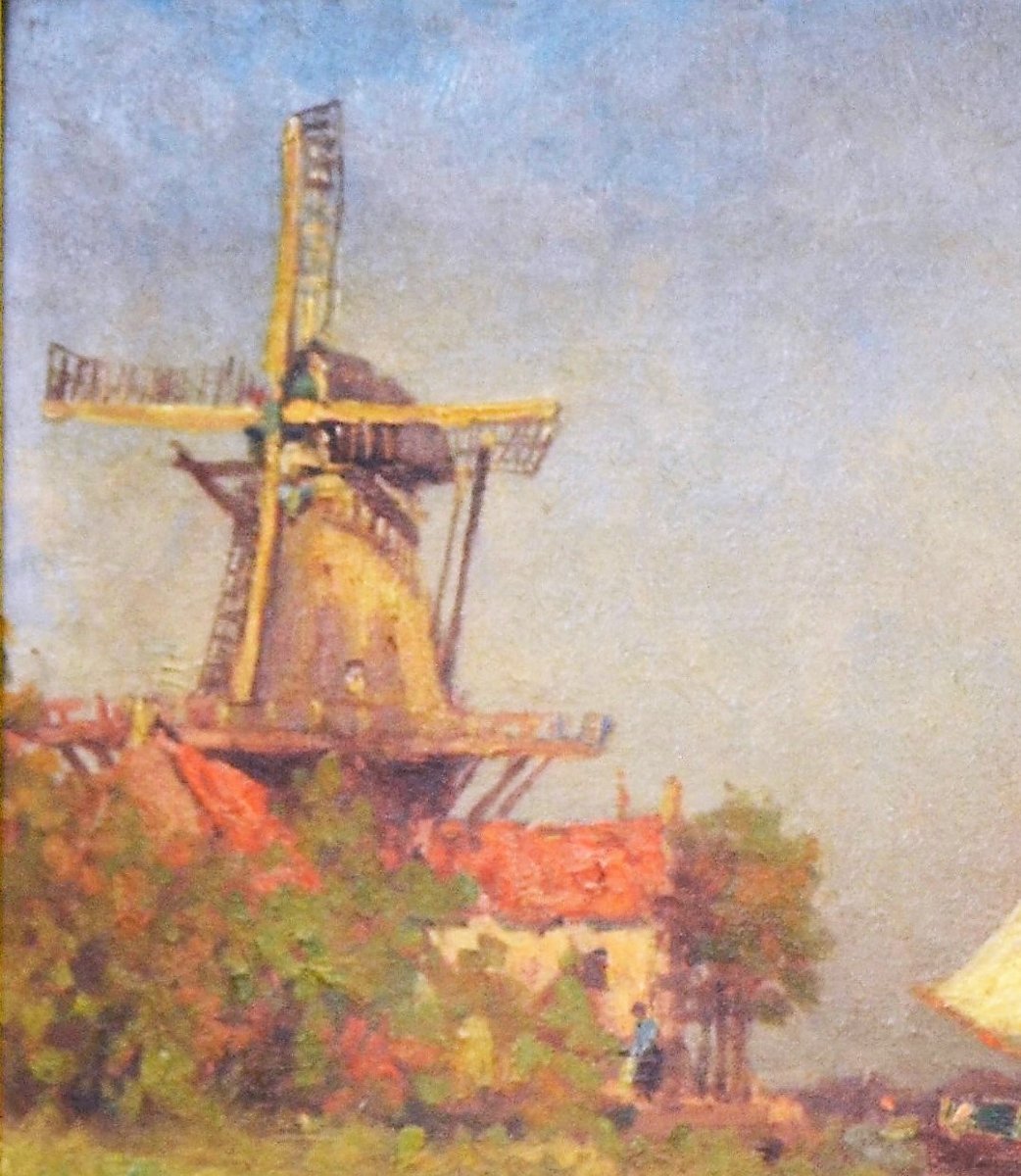 Paul Bellanger-adhémar, “riverbanks In Holland,” Oil On Canvas, 19th/20th Century-photo-1