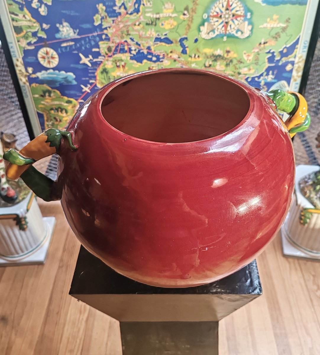 Large Vintage Ball-shaped Planters / Vases By Hilton Mcconnico – “pour Tennessee” Collection -photo-2