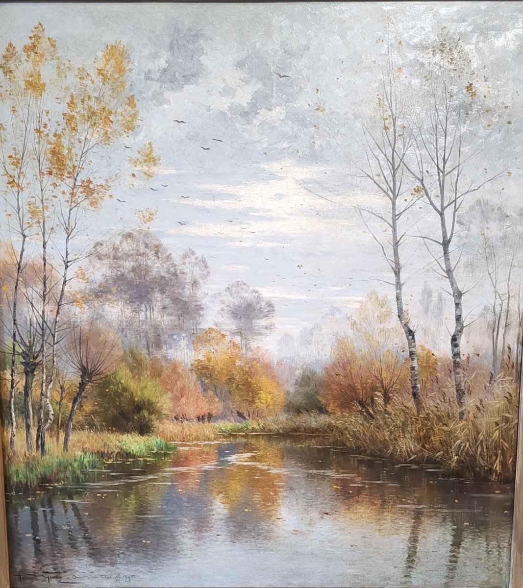 Armand GUÉRY Huile sur toile Automne sur la « Suippe » Orainville 1895-photo-2