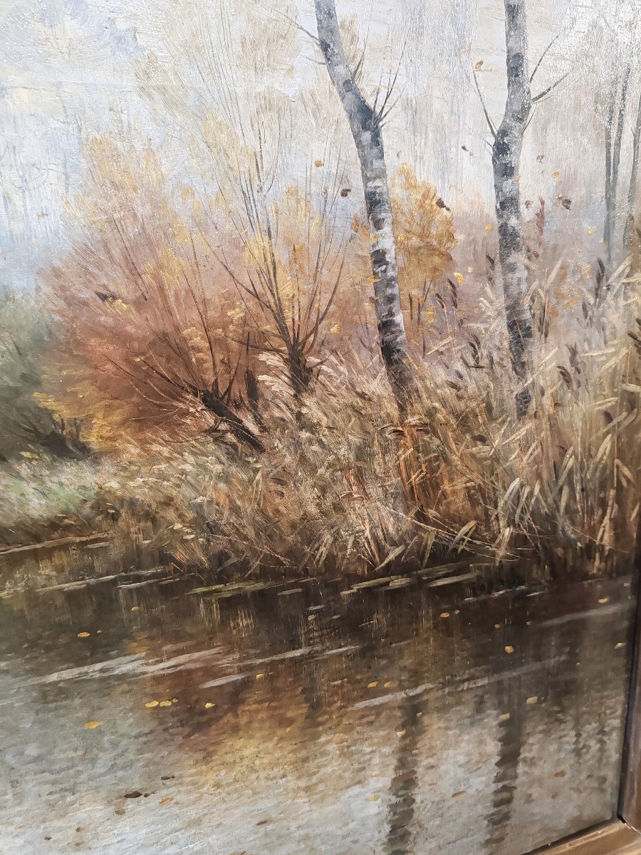 Armand GUÉRY Huile sur toile Automne sur la « Suippe » Orainville 1895-photo-2
