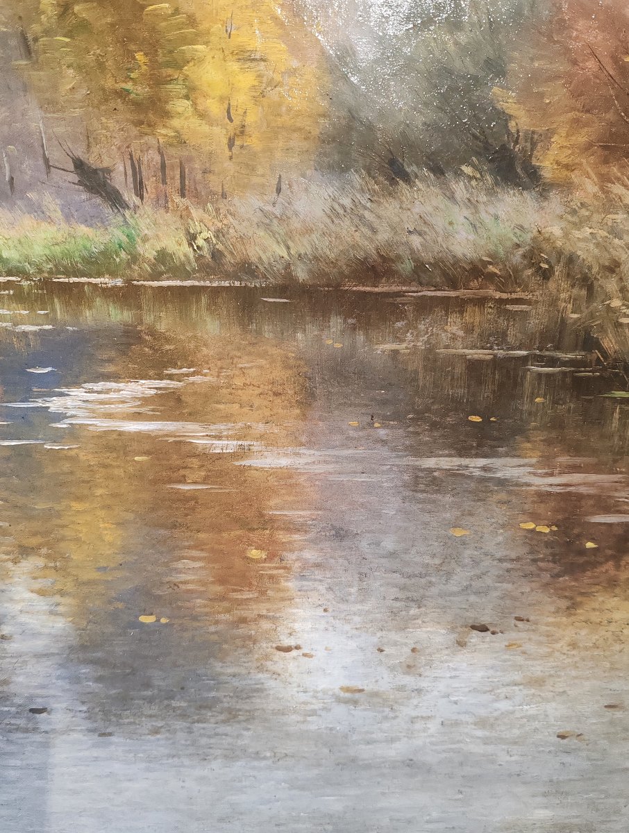 Armand GUÉRY Huile sur toile Automne sur la « Suippe » Orainville 1895-photo-3