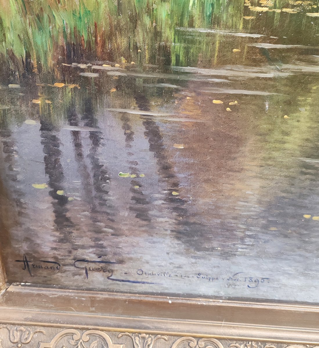 Armand GUÉRY Huile sur toile Automne sur la « Suippe » Orainville 1895-photo-4