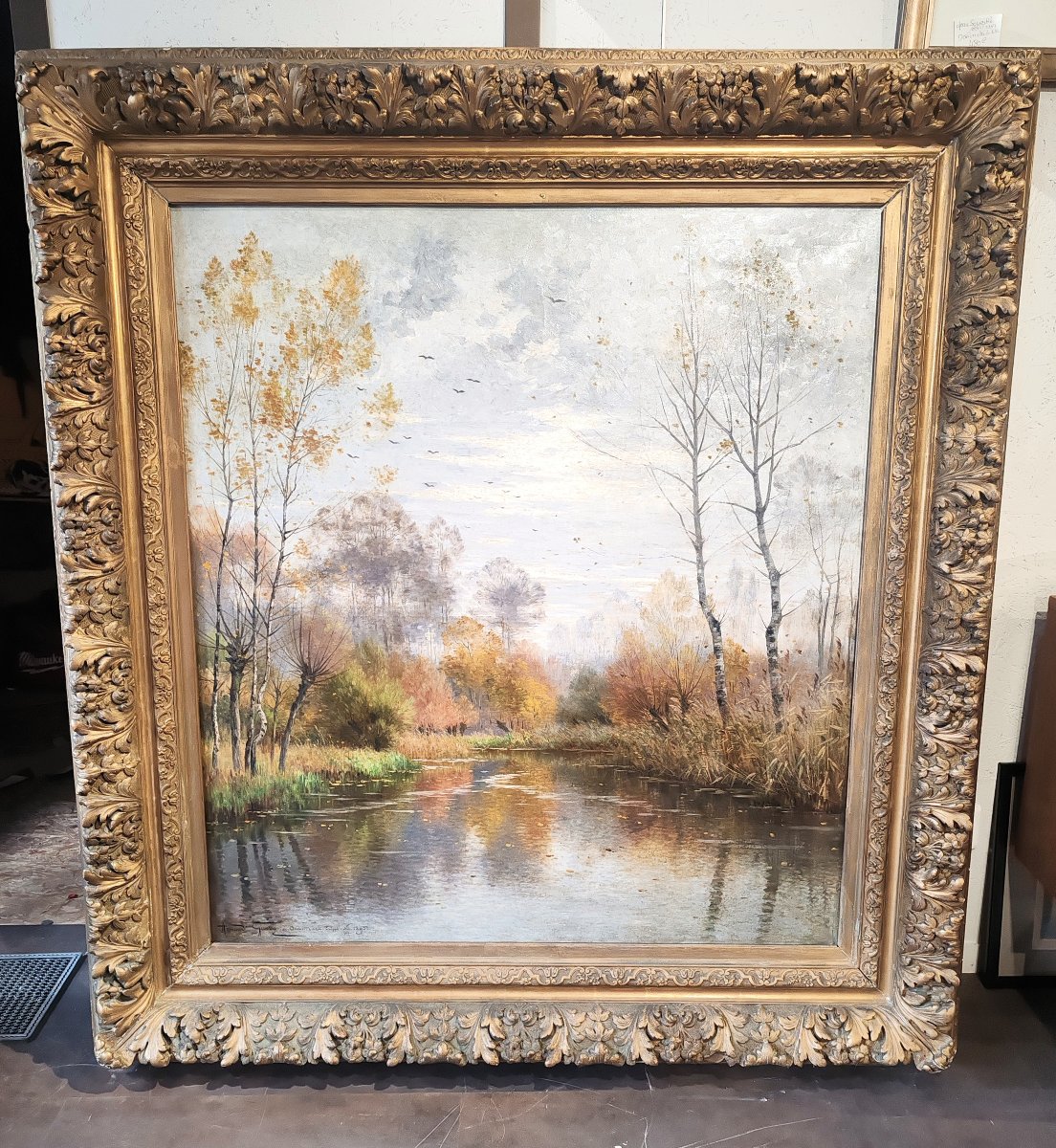 Armand GUÉRY Huile sur toile Automne sur la « Suippe » Orainville 1895