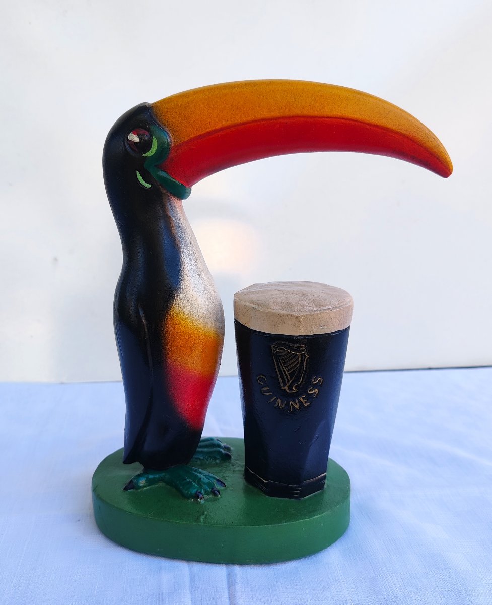 Statuette Publicitaire Vintage plâtre Guinness Toucan (Modèle Novita) vers 1950