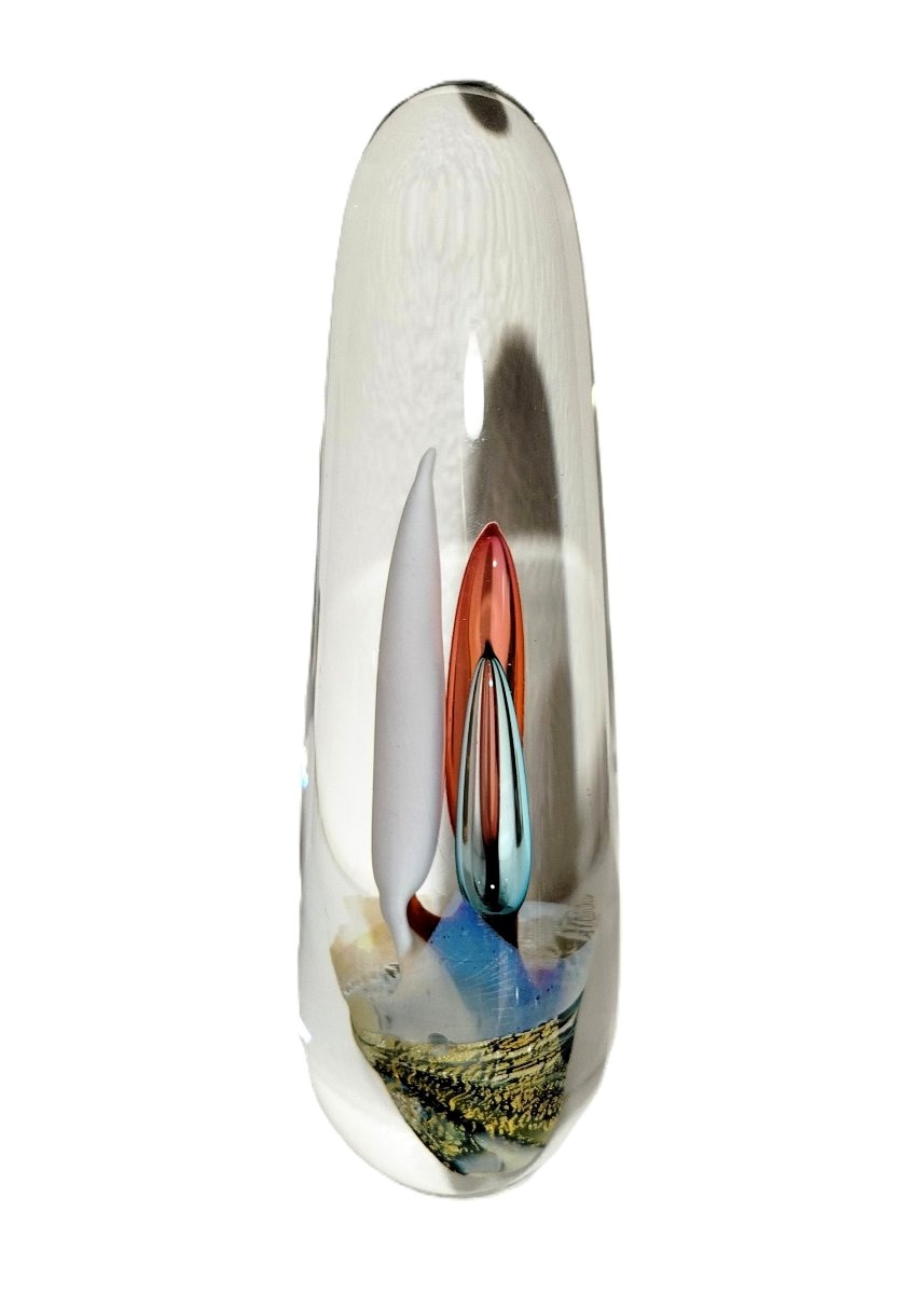 Eric Laurent Sculpture Obélisque en Verre Soufflé 2006-photo-2
