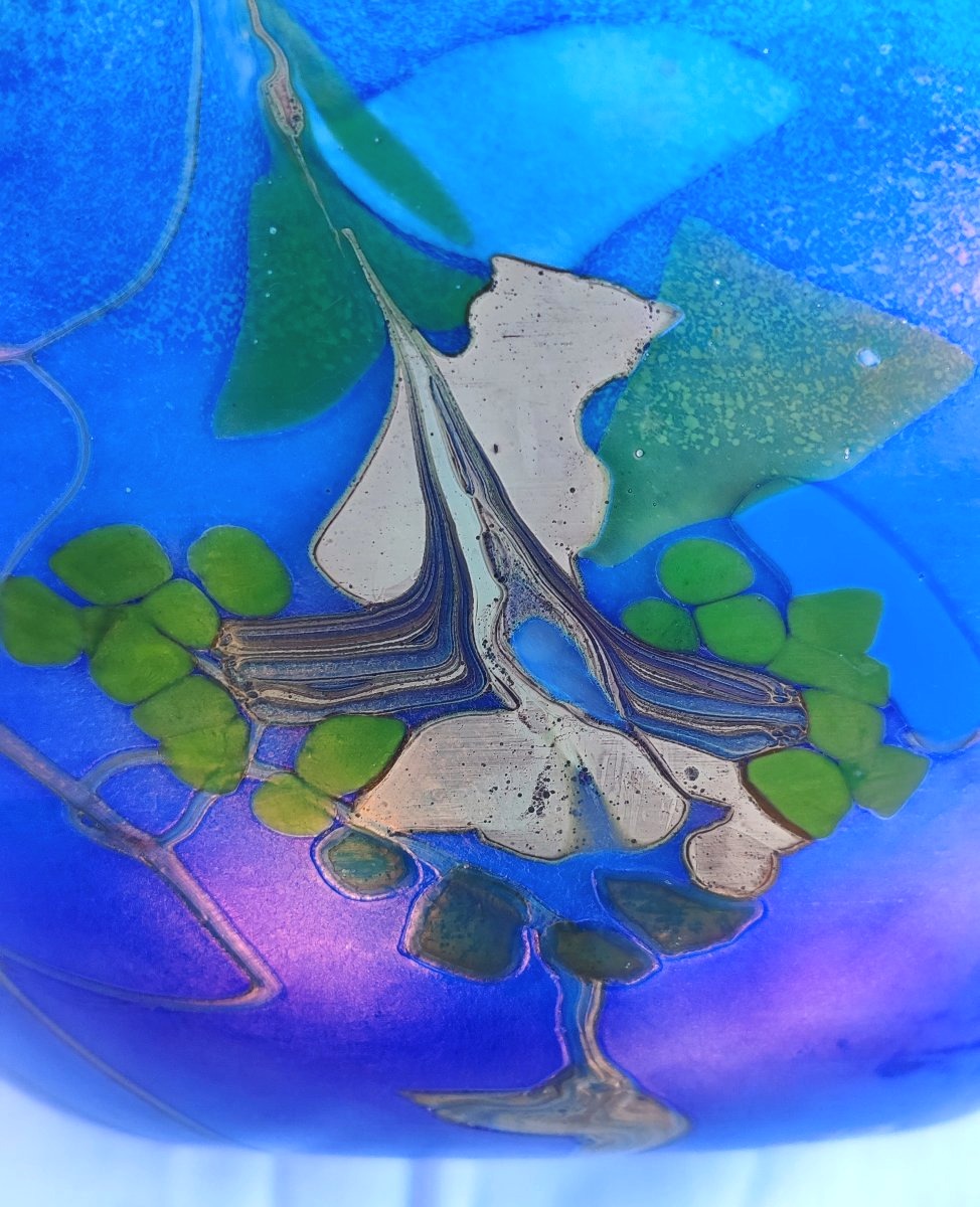 Pascal Guyot & Bernard Aconito (biot) Blown Glass Ball Vase, 1992-photo-4
