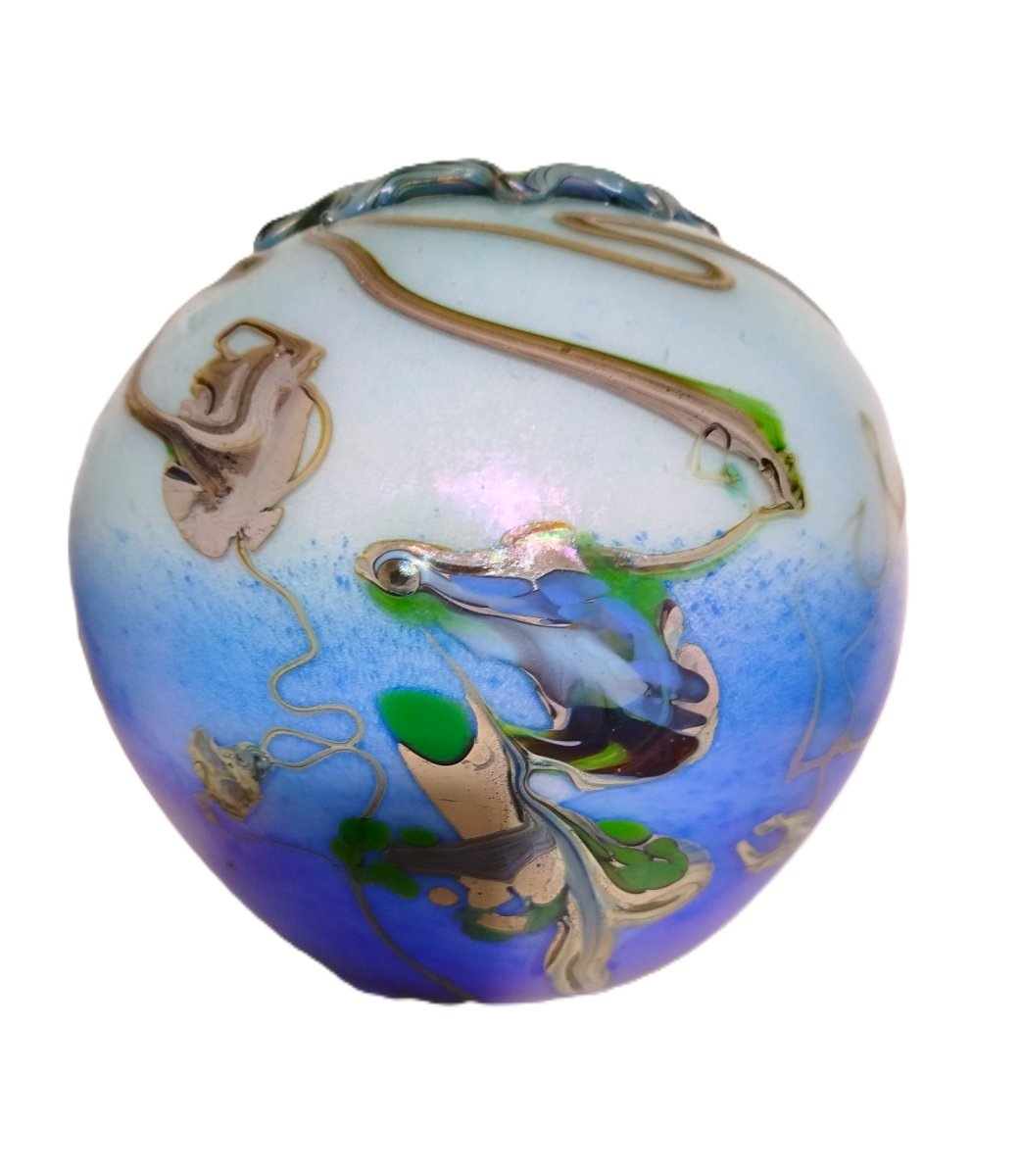 Pascal Guyot & Bernard Aconito (biot) Blown Glass Ball Vase, 1992