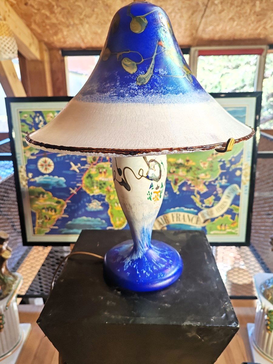 Pascal GUYOT (Biot) Grande Lampe Champignon en Verre Soufflé 2003
