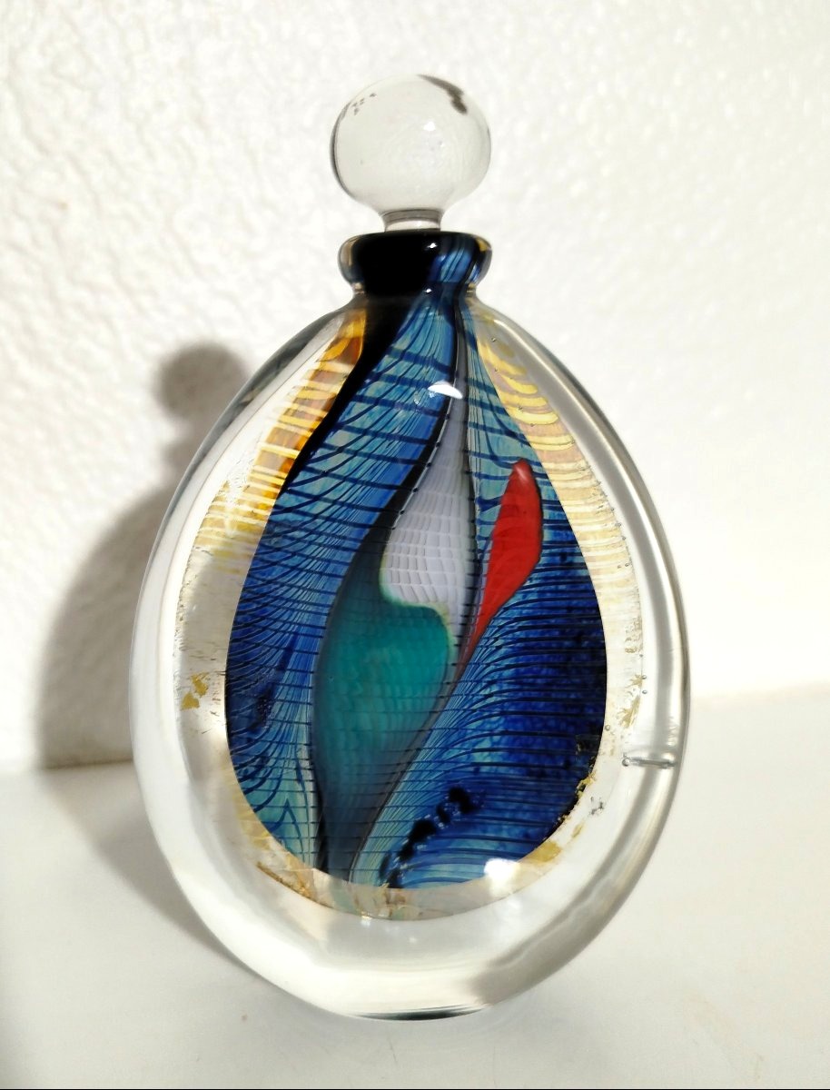 Hervé RASPAIL – Verrerie d’Allex Flacon de parfum en verre soufflé 1990-photo-3