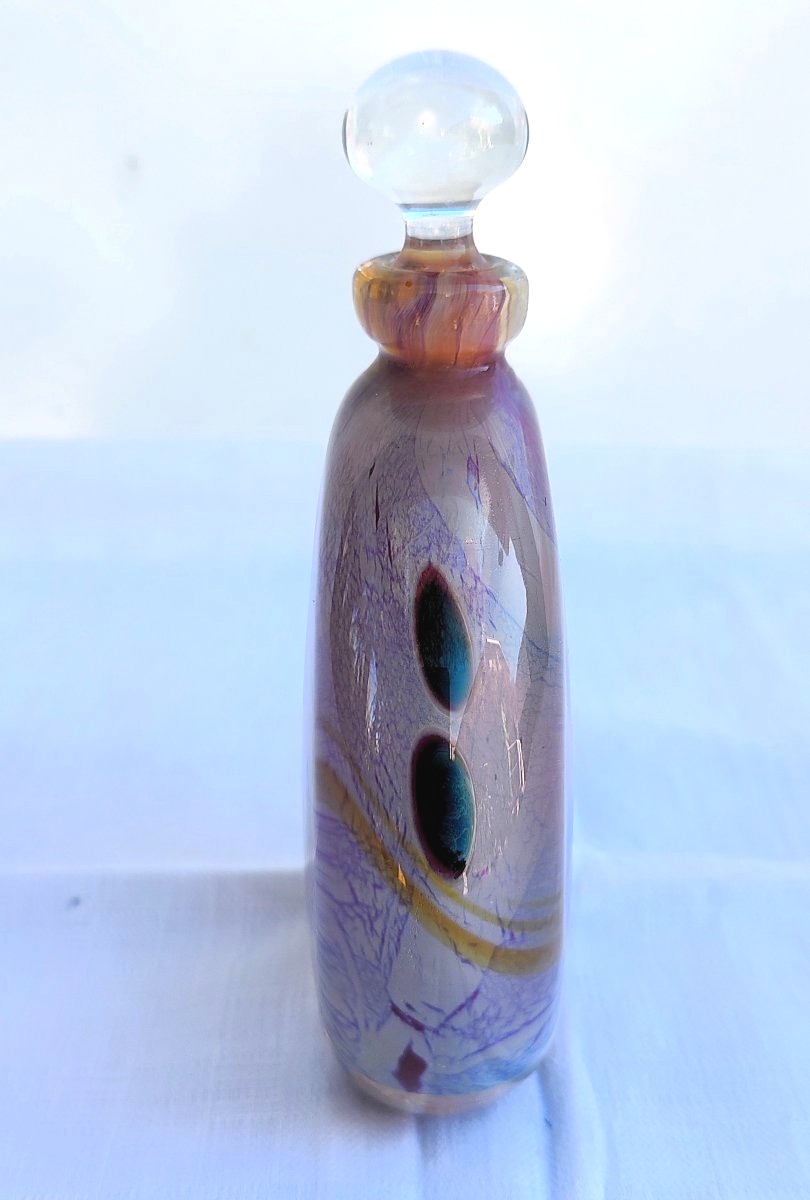 éric Laurent (verrerie D’allex, 1990) Artistically Blown Glass Bottle-photo-4