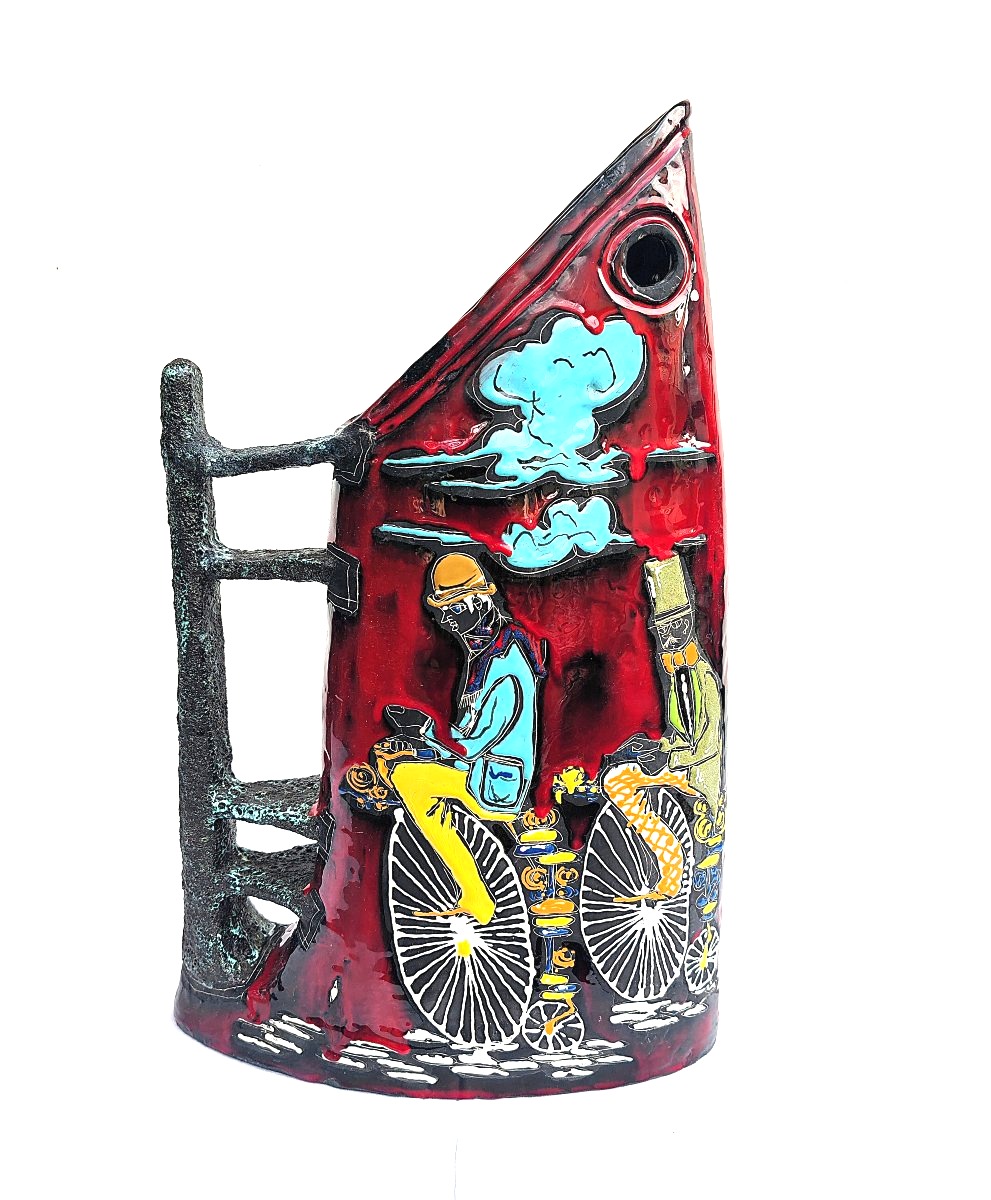 Sculptural "fish" Vase In San Marino Ceramic – Titano, Attributed To A. Giulianelli, 1960