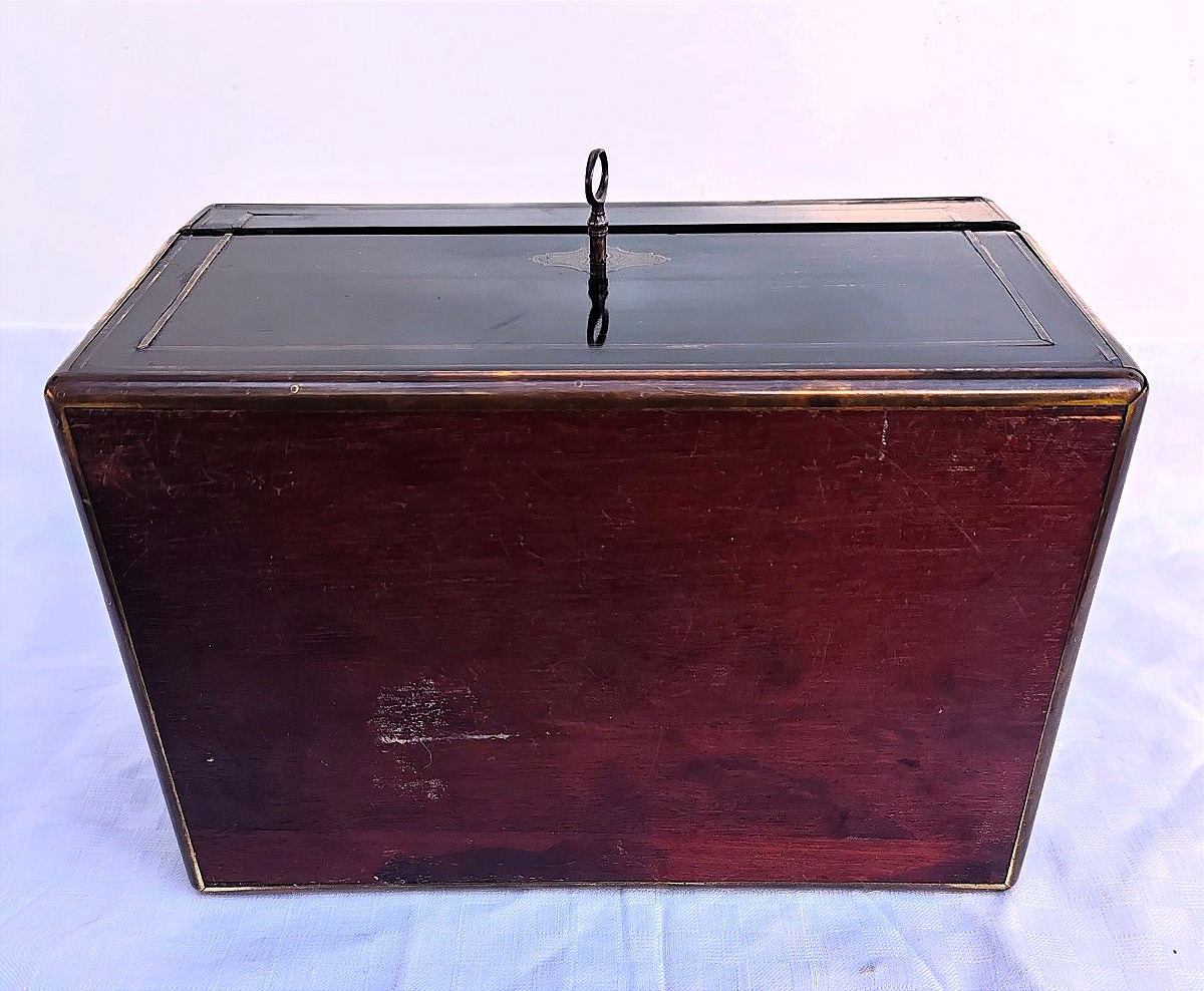 Antique Napoleon III Cigar Humidor In Blackened Wood And Brass – Signed Tahan Paris, Circa 1850-photo-2