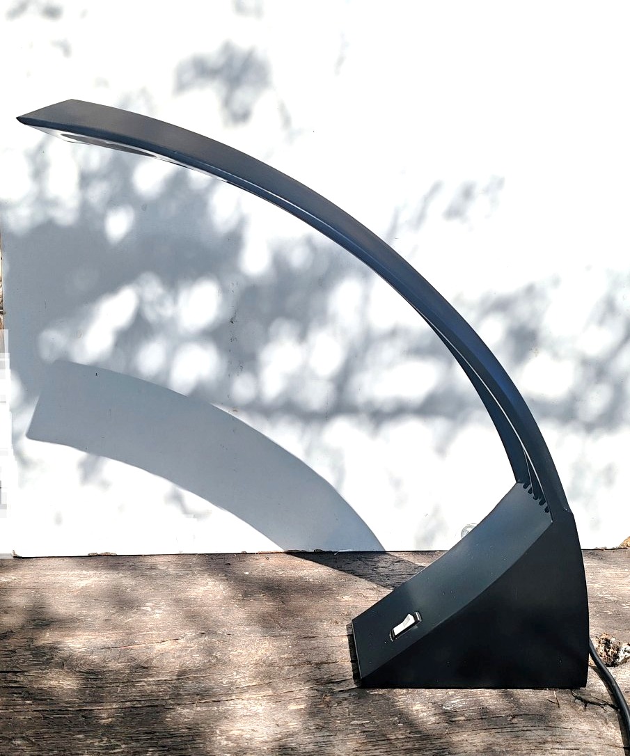 Marco Zotta Desk Lamp In Black-lacquered Aluminum, "arcobaleno" Model With An Arched Frame-photo-2