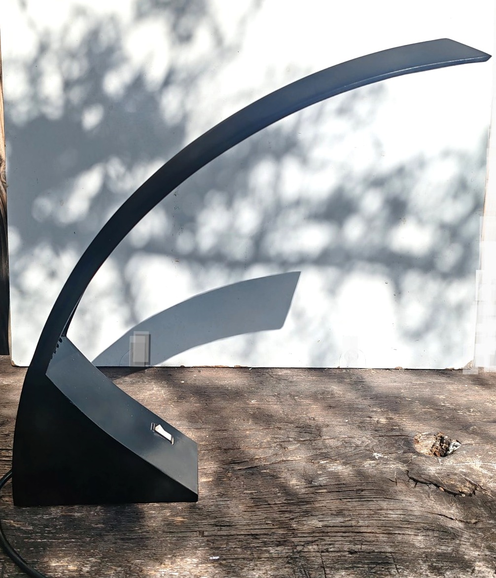 Marco Zotta Desk Lamp In Black-lacquered Aluminum, "arcobaleno" Model With An Arched Frame-photo-4