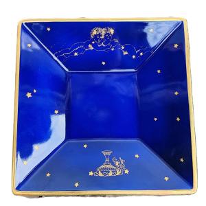 Richard Ginori / Claudio la Viola Coupe carrée vide poche porcelaine bleu cobalt vers 1990