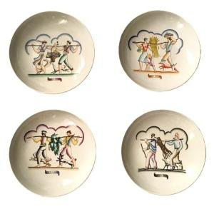 Richard Ginori Série quatre assiettes de collection  Quatre saisons de Gio Ponti