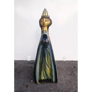 Poterie d’ACCOLAY Gande sculpture vase anthropomorphe céramique émaillée figurant un personnage