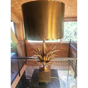 Maison Charles Lampe Modele Agave à gorge Bronze doré France 1970