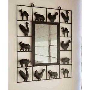 Miroir en fer forgé de l’Atelier de Marolles 1950/1959