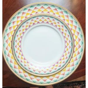 Richard Ginori Série de 16 assiettes designer Gio Ponti « ARLECCHINO » en porcelaine XX ème