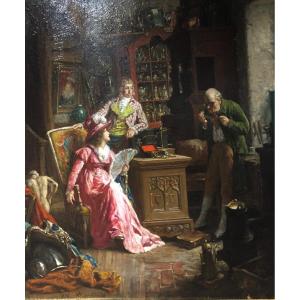 Van Den Kerckhove Jan 1822–1881 *at The Antique Dealer’s* 1876 Oil On Panel