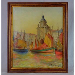 Paul Charles DE PLUMENT DE BAILHAC « Port de La Rochelle » Huile sur toile Fin XIX début XX ème