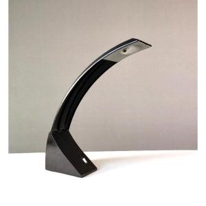 Marco Zotta Desk Lamp In Black-lacquered Aluminum, "arcobaleno" Model With An Arched Frame