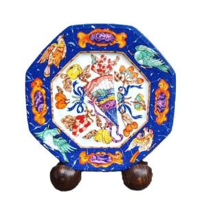 Hermès Paris Porcelain Plate “marqueterie De Pierres D’orient Et D’occident” 1989