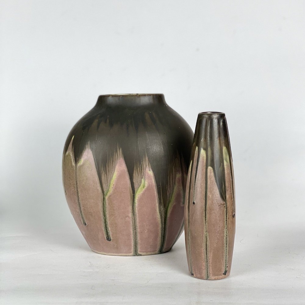 Gilbert Métenier : Duo De Vases Art Déco En Grès-photo-3